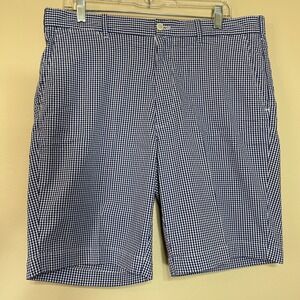 Polo Golf Ralph Lauren Mens Navy Blue Gingham Check Shorts Classic 35 Seersucker